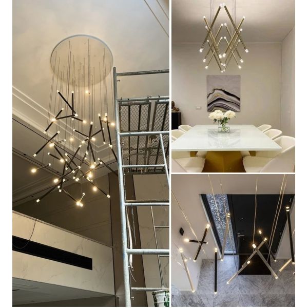 Modern LED Creative Black Round Tube Design Chandelier Chute Multi Light Chandelier（WH-AP-606）