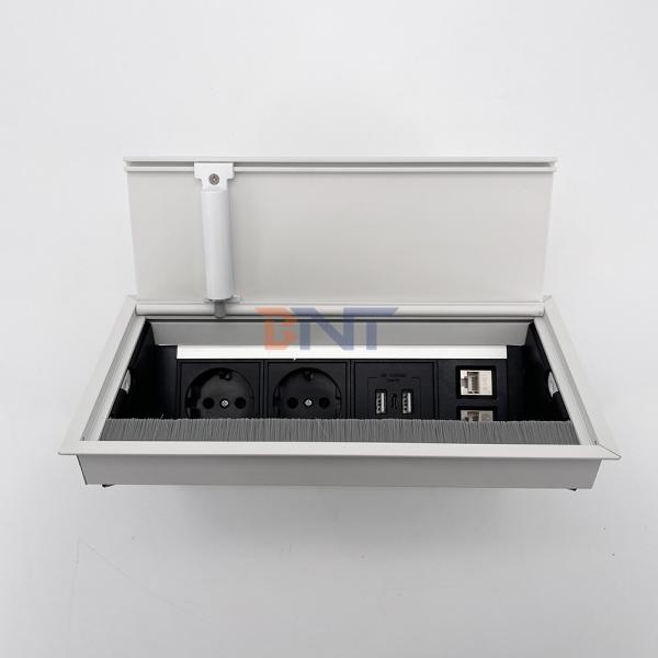 Good Quality Brush Desktop Socket Aluminum Alloy Tilting Module 2 Outlet USB