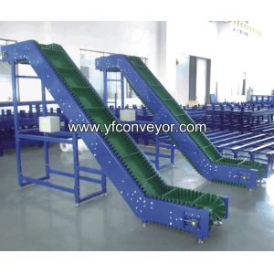Elevating Belt Conveyor with Baffes and Skirts