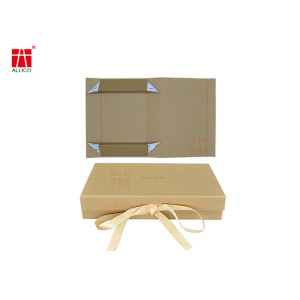 Ribbon Closure Foldable Shipping Boxes , SGS Brown Kraft Gift Boxes