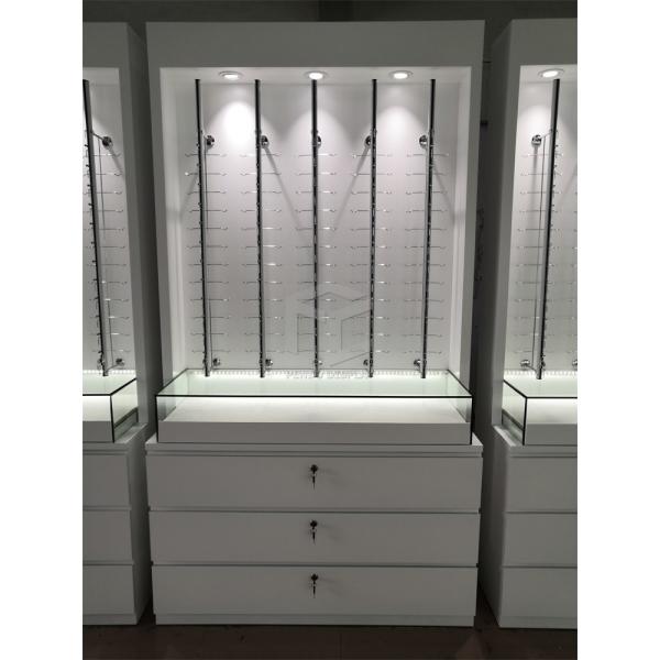 T5 LED Eyeglass Storage Optical Shop Display Cabinets 3mm Thick MDF