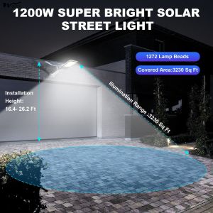 Onsite Metering Lighting Solutions 1200W LED Solar Street Light 10000LM Dusk to
