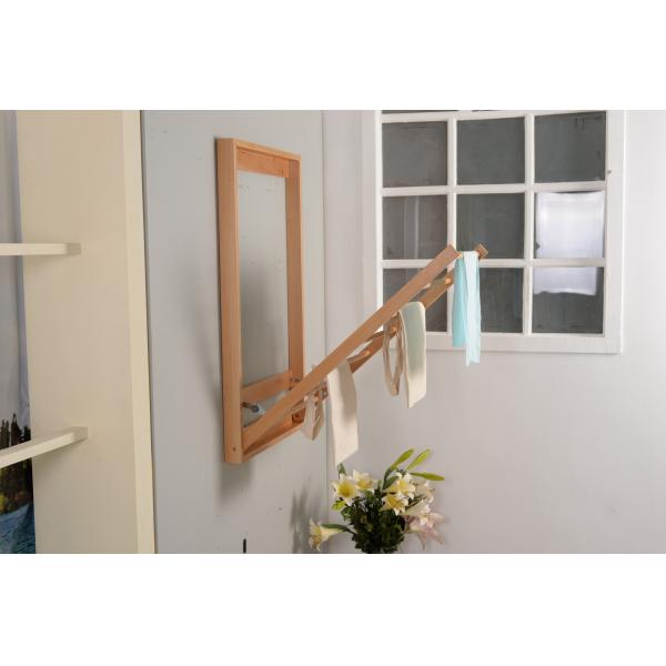 Natural Wood Solid Beech 15.5cm Depth Wall Mounted Drying Rack