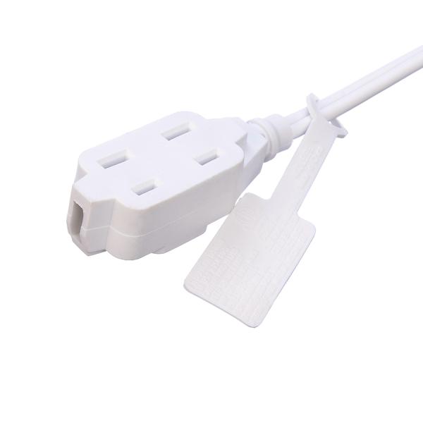 2X16AWG White 2 Pin Home Microwave Oven Plug Electrical Cord Extension Cords for 125V Rated Voltage and PVC Jacket Material