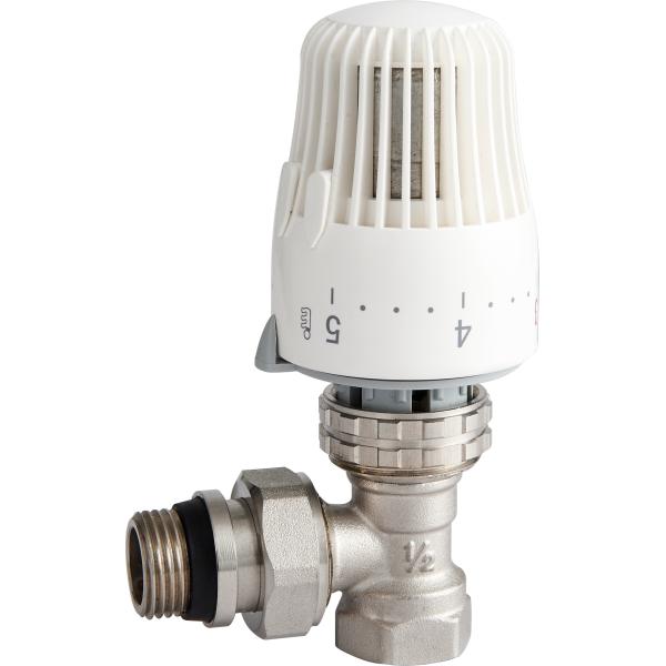 Buy 4601 Brass TRV Thermostatic Supply Valve Angle Type DN15 Nickel Plated with Female Threaded End x Flexible Male Nipple at wholesale prices