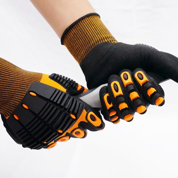 Buy Comfortable Breathable Impact-Resistant Shock-Absorbing abrasion-resistant Safety Gloves With Cuff Labels at wholesale prices