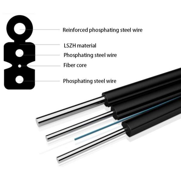Outdoor Skin FTTH Fiber Optic Cable 1 Core Single Mode GJYXFCH-2B Zhongtian YofEI