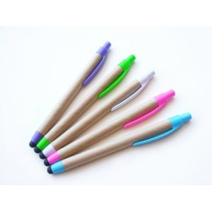 China High Quality Eco Recycle Paper Barrel Ball Pen with stylus on sale