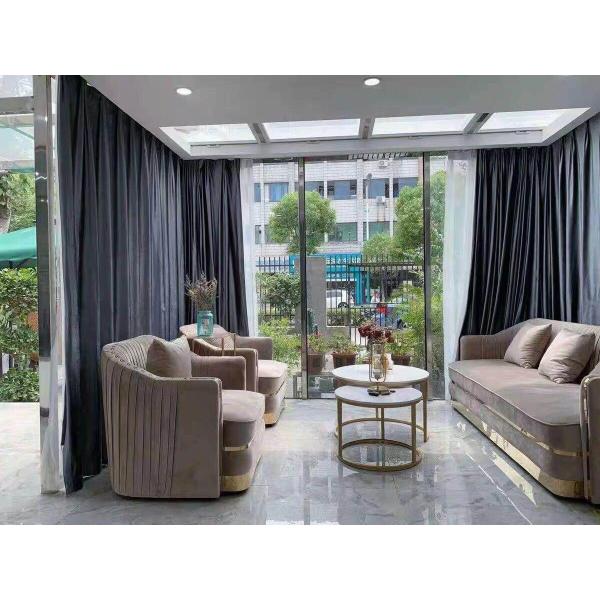 Nordic Light Luxury Hotel Lobby Furniture Velvet Stainless Steel Postmodern Showroom Sofa