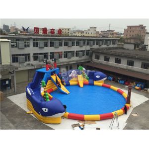 Summer Sharp Inflatable Water Park , Crocodile Island Inflatable Water Slide