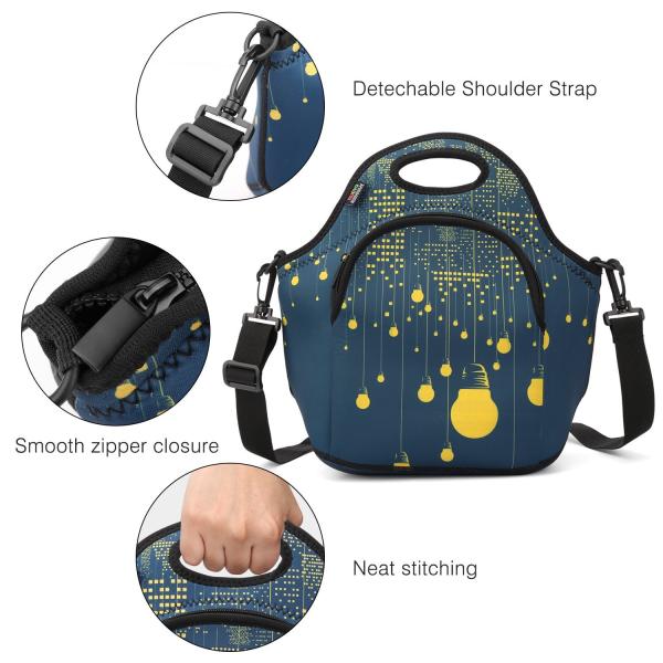 Neoprene Lunch Bag Food Carrier Science Meal Science Purse Shoulder Crossover Unisex Men Women Child Adjustable Strap