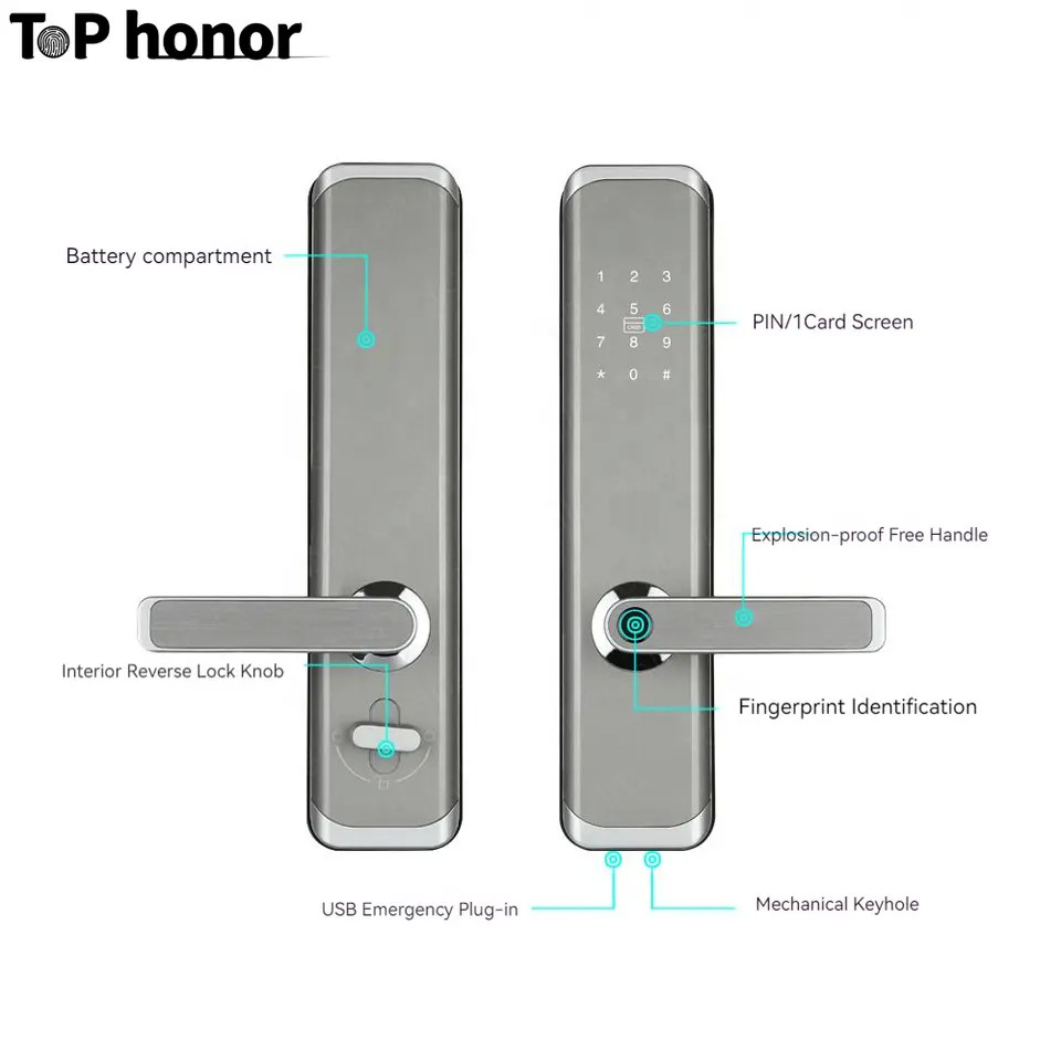 Smart Biometric Fingerprint Front Door Lock Digital Code Smartphone TTLock