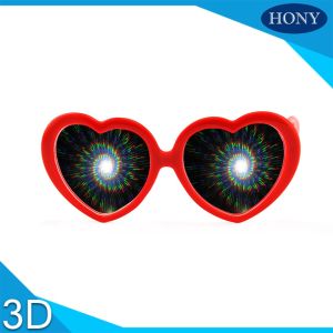 Colorful Frame 3D Fireworks Glasses , Plastic Red Diffraction Glasses