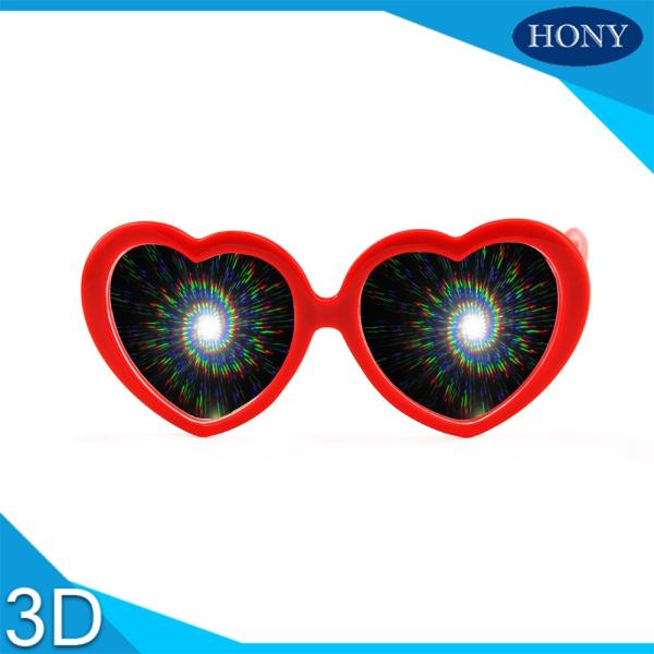 Colorful Frame 3D Fireworks Glasses , Plastic Red Diffraction Glasses