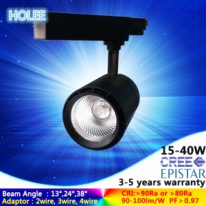 Quality 13°/24°/38° dimmable 15W 20W 25W 30W 35W 40W cree led track light 5 years warranty for sale