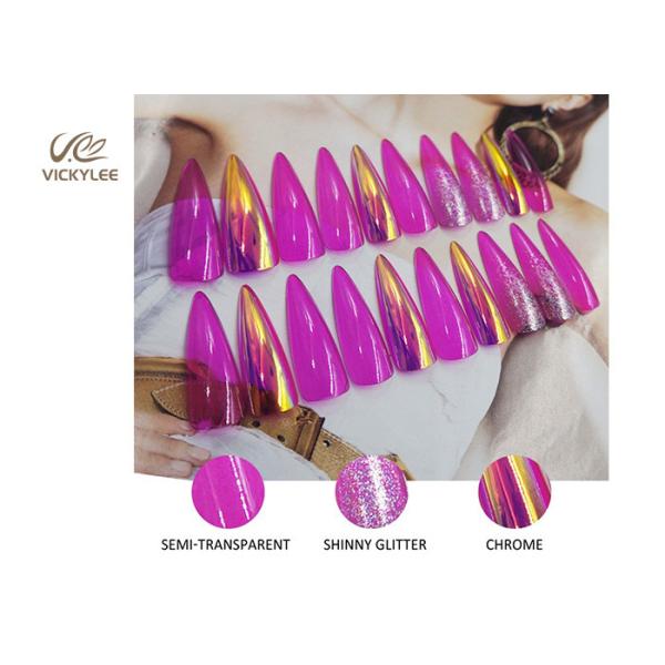 Long Stiletto Ballerina Glossy Purple DIY Fake Nails Non Toxic