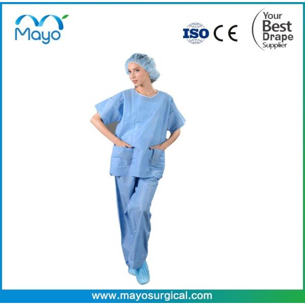 Buy Nonwoven SBPP Disposable Scrub Suit With Pants SMS Hospital Disposable Scrubs at wholesale prices