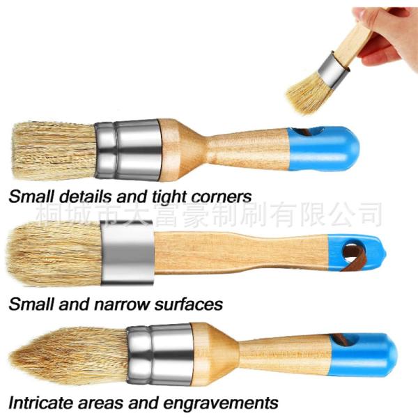 1.5in Chalk And Wax Paint Brushes Set 3pcs Wooden Handle DIY Painting