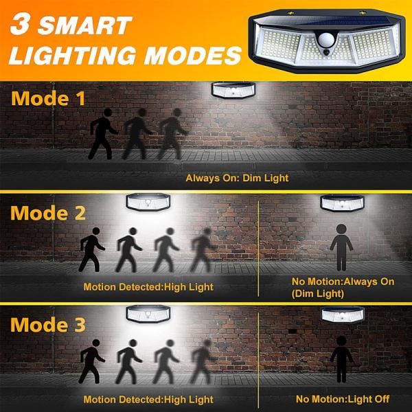 308 LED Solar Light Outdoor Solar Lamp with Motion Sensor Light SunLight 3 Modes Street Lamp LED Spotlight for Garden Decoration