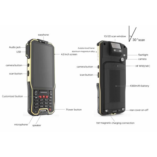 Wifi / GPRS / 3G Industrial PDA Android Mobile Barcode Scanner For Mobile Police Affair System