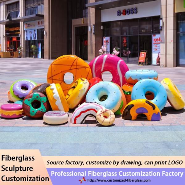 Buy Custom Large Dessert Sculptures Storefront Decor Visual Merchandising Mall Decor Fibreglass Ice Cream Shop Display Statues at wholesale prices