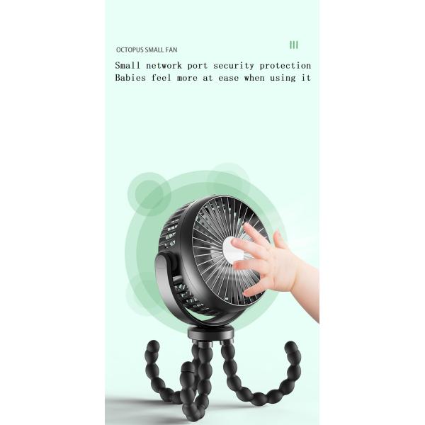 Voltage V 2.1 Plastic Stroller Fan with 5200mAh Battery and Mini Tripod Legs