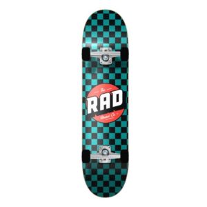 Quality RAD Wheels Checker 2 Black / Teal Mini Complete Skateboard - 7.2&quot; x 30&quot; for sale