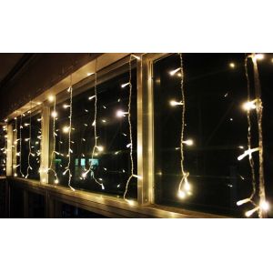 5V 10m Solar Fence String Lights 100 LED 8 Modes Warm White Icicle Lights