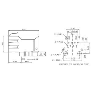HY911169C | LPJ1012AGNL 100Base-T Magnetic RJ45 Jack Female Connector