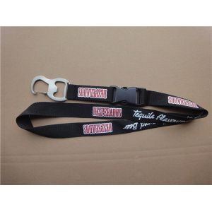 polyester lanyard with metal bottle opener snap hook, Metal bottle opener polyester straps