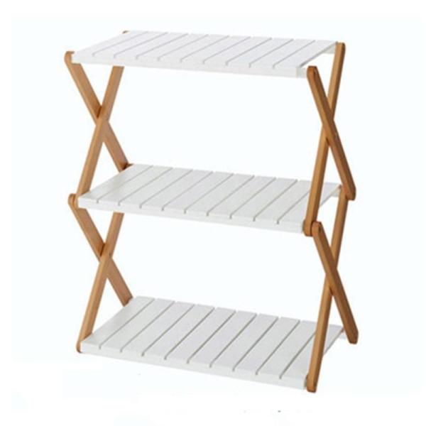 Buy 3 Tier Shelf Wooden Flower Pot Rack Pine Wood Foldable at wholesale prices