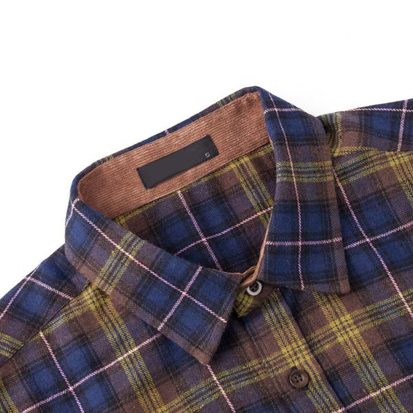 Man's Leisure Style Cotton Flannelette Plaid Jacket with Double Pocket and Long Sleeve
