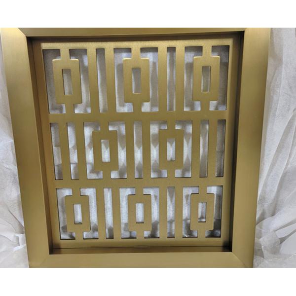 Buy 304 Finish Brushed Stainless Steel Metal Screen Partition Antique Gold Brass Color Satin Laser Engrave Room Dividers at wholesale prices