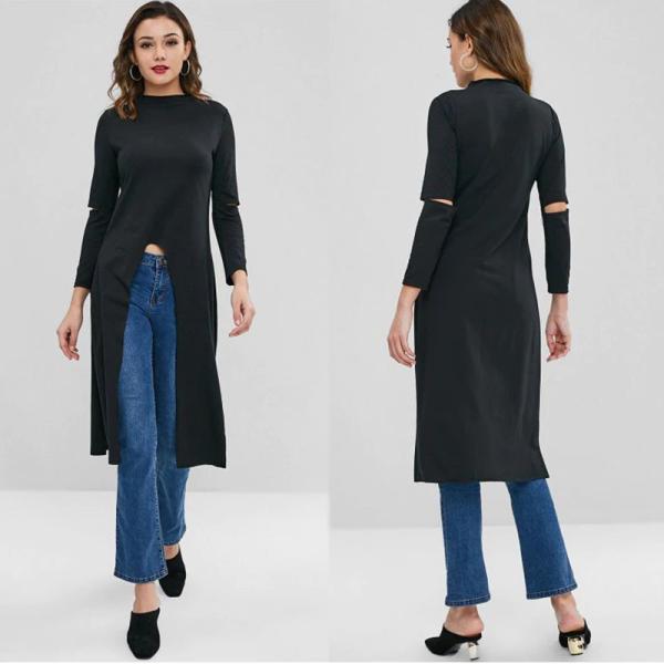 Buy High Low Slit Custom Longline T Shirt For Women at wholesale prices