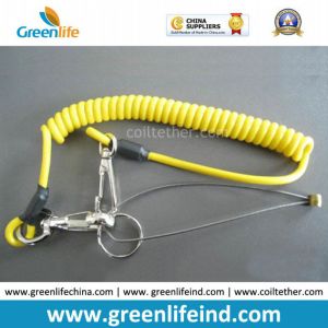 Safety Belt Long Rentention Coil Lanyard Rope W/Metal Hook