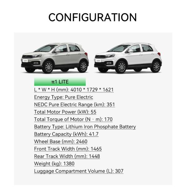 0km Yundu1/Yundu3 Luxury Four-wheel Electric Vehicles with 351km Cruising Range and Lithium Iron Phosphate Battery