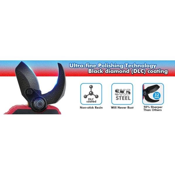 32mm Electric Pruning Shears Cordless Tree Branch Pruner Battery Powered Secateurs,6-8 Working Hours