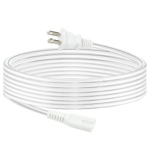 QIUCABLE TV Power Cord - 2Pack 10FT 2 Prong Non-Polarized Plug NEMA 1-15P to C7