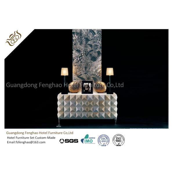 Modern Hotel Washroom / Lobby Decor Luxury Console Table Mirror Stainless Steel Leg