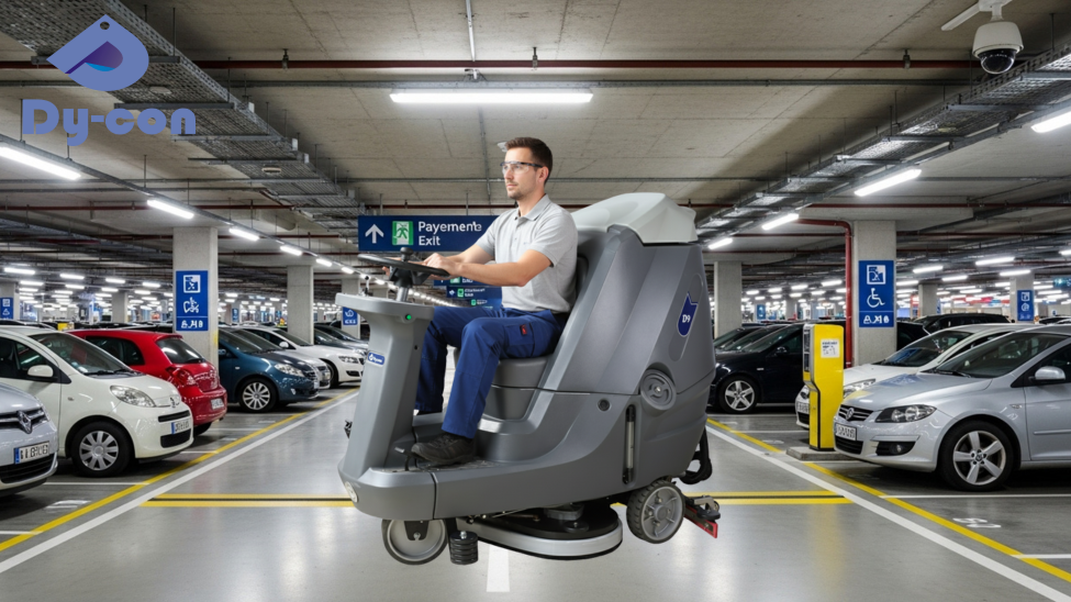 Powerful Ride-On Scrubber For Fast & Efficient Parking Garage Cleaning