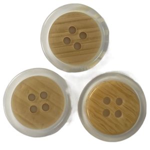 Quality Polyester Fake Wooden Buttons With Transparent Rim Use On Coat for sale