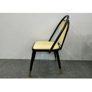 86cm Wrought Iron Dining Chair With Rattan Backrest