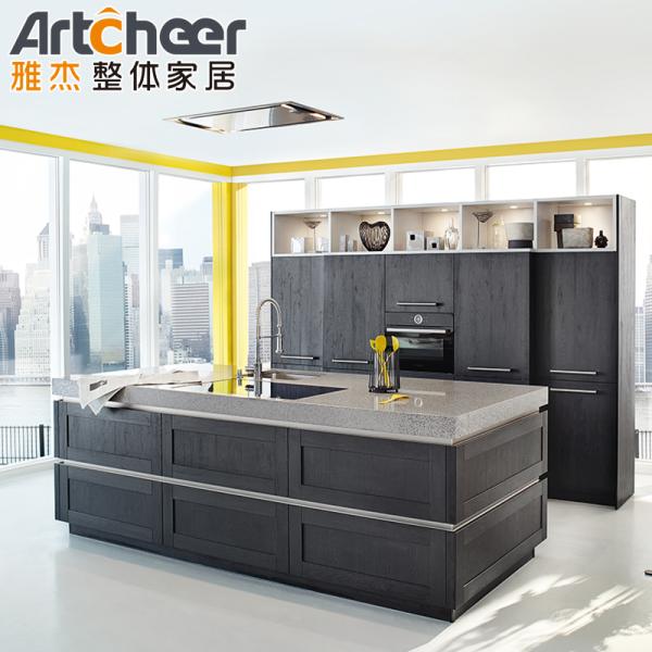 American Style Classical Solid Wood Grey Shaker Kitchen Cabinet in Gray and White Color