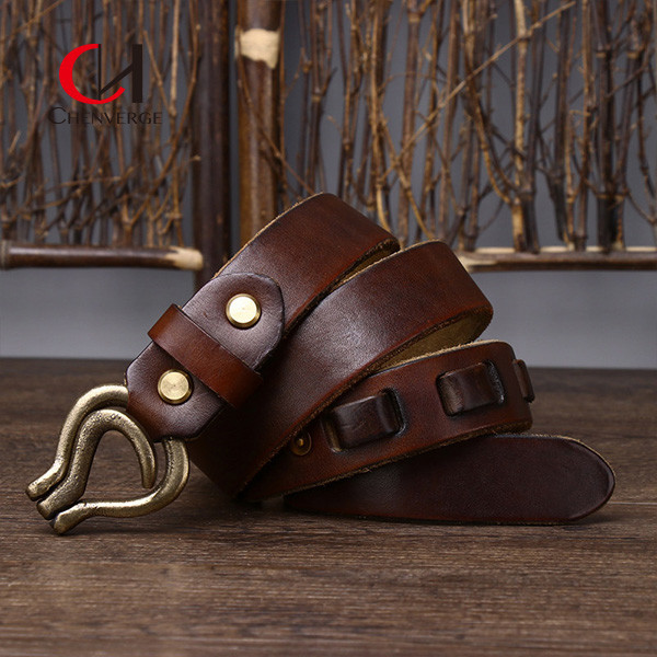 Buy Black Reddish Brown Earthy Leather Belt Men With Smooth Waistband Cowhide at wholesale prices
