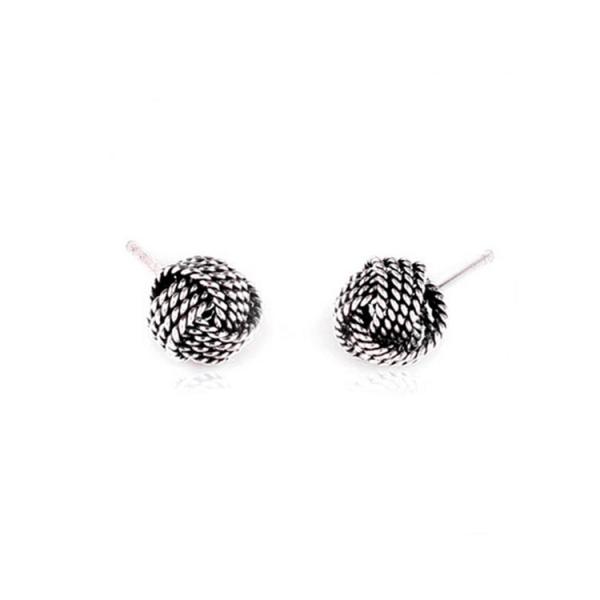 Sterling Silver Bead Stud Earrings Vintage Old Jewelry (E12286)