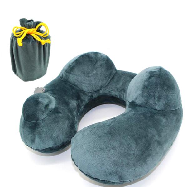 Home Camping Inflatable Travel Pillow , Soft Velvet Airplane Neck Pillow