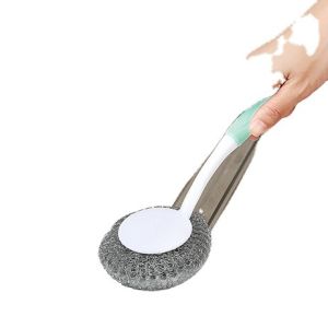 Quality Galvanized Steel Scourer with Plastic Handle Kitchen Cleaning for sale