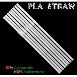 Disposable cute plastic white straight drinking straw, PLA individually wrapped