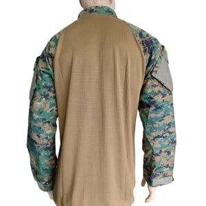 Military Style Camouflage Top High Neck Half Placket Breathable Camouflage