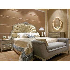 Luxury Bedroom Set Shell Shaped Headboard Italian Bed Room Furniture